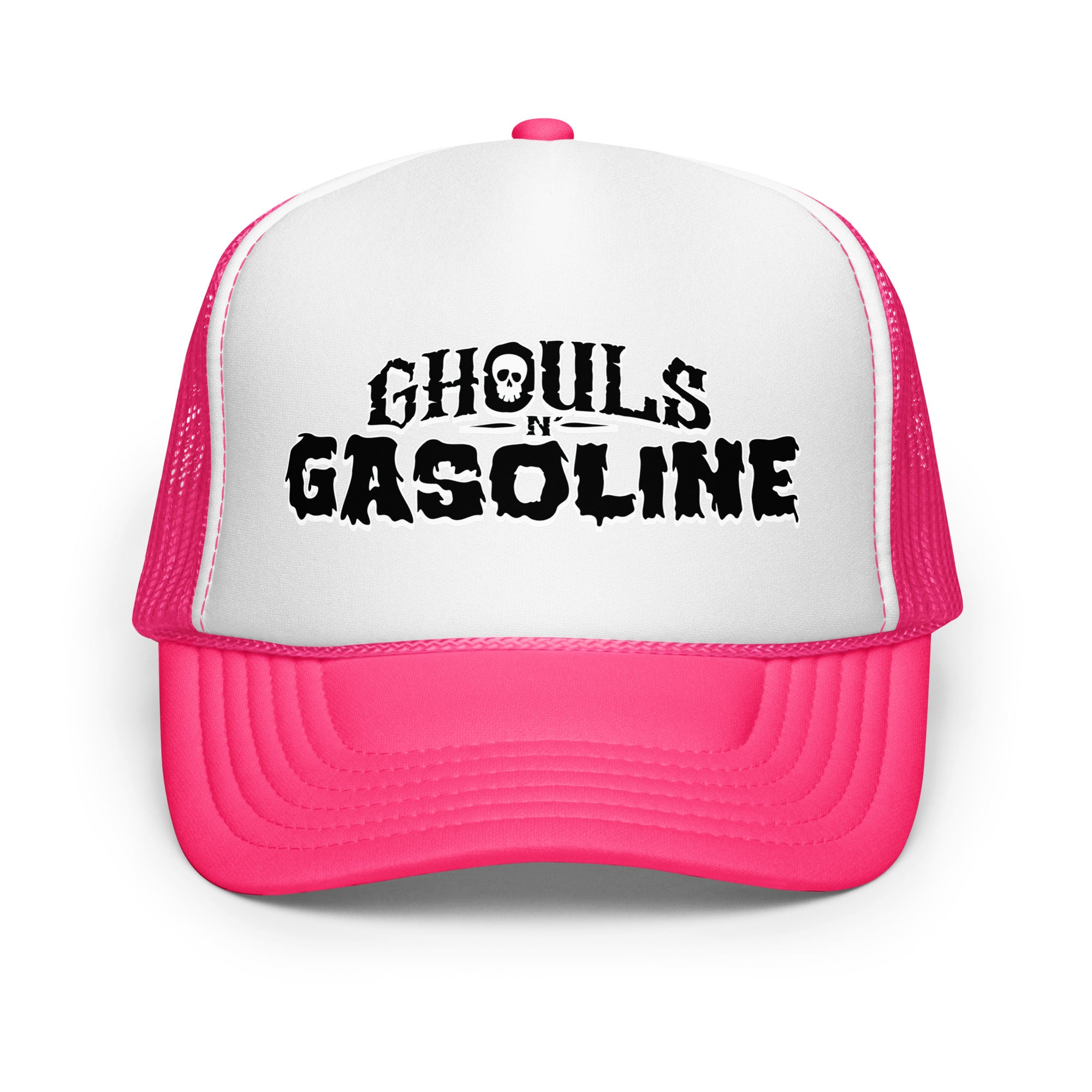 Ghouls n' Gasoline Foam Trucker Hat - White / Hot Pink