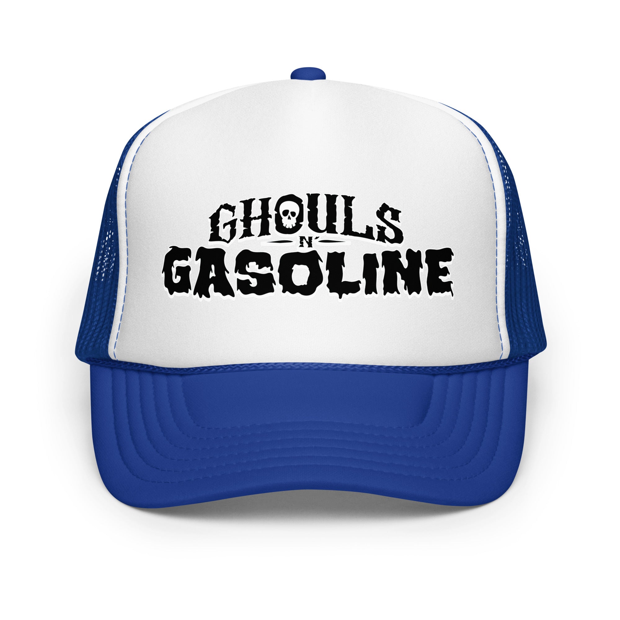 Ghouls n' Gasoline Foam Trucker Hat - White / Blue