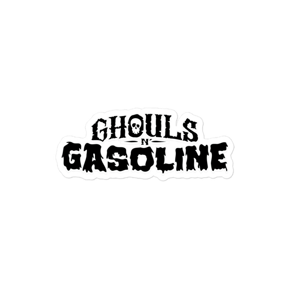 Ghouls n' Gasoline Stickers: Black on White - 4" x 4"