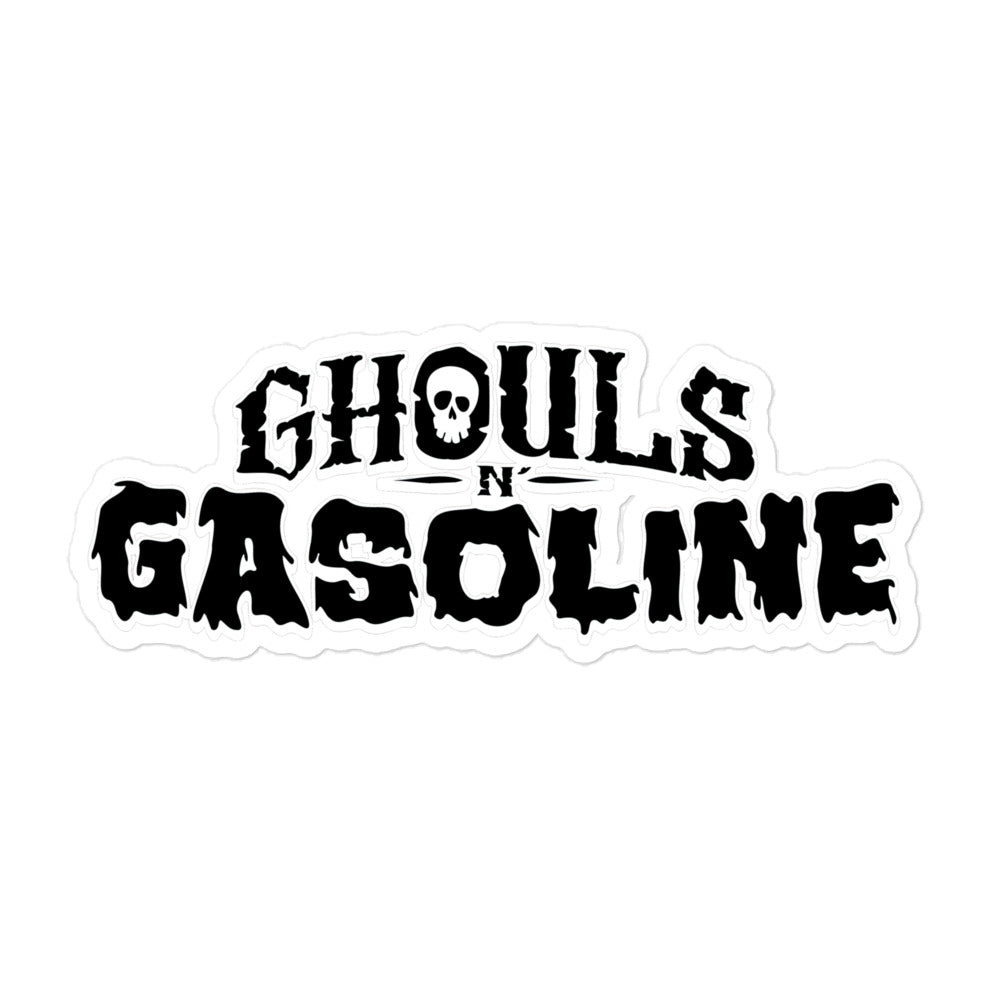 Ghouls n' Gasoline Stickers: Black on White - 5.5" x 5.5"