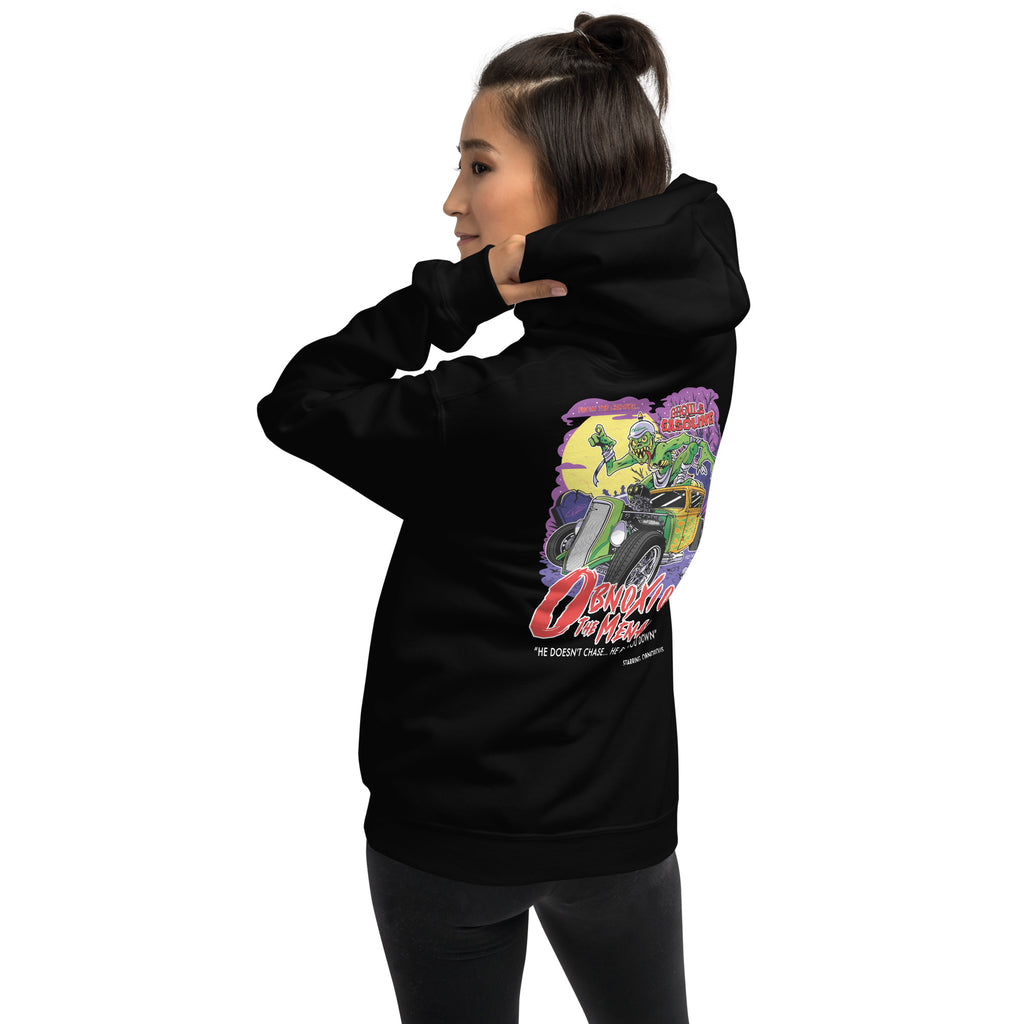 Obnoxious the Menace: '32 Chevy Coupe - Unisex Hoodie - Ghouls n' Gasoline - Female Model - Back View