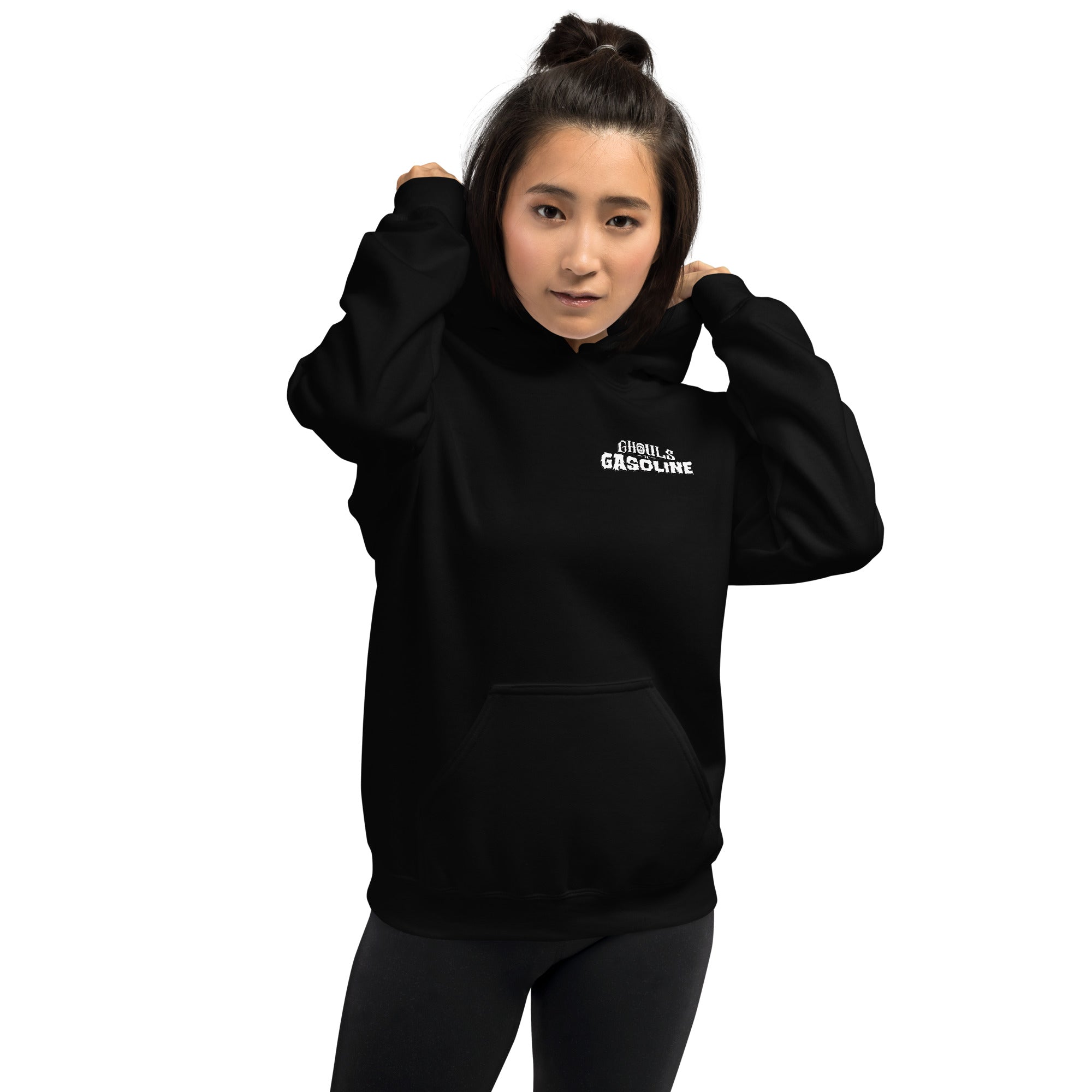 Obnoxious the Menace: '32 Chevy Coupe - Unisex Hoodie - Ghouls n' Gasoline - Female Model - Front View