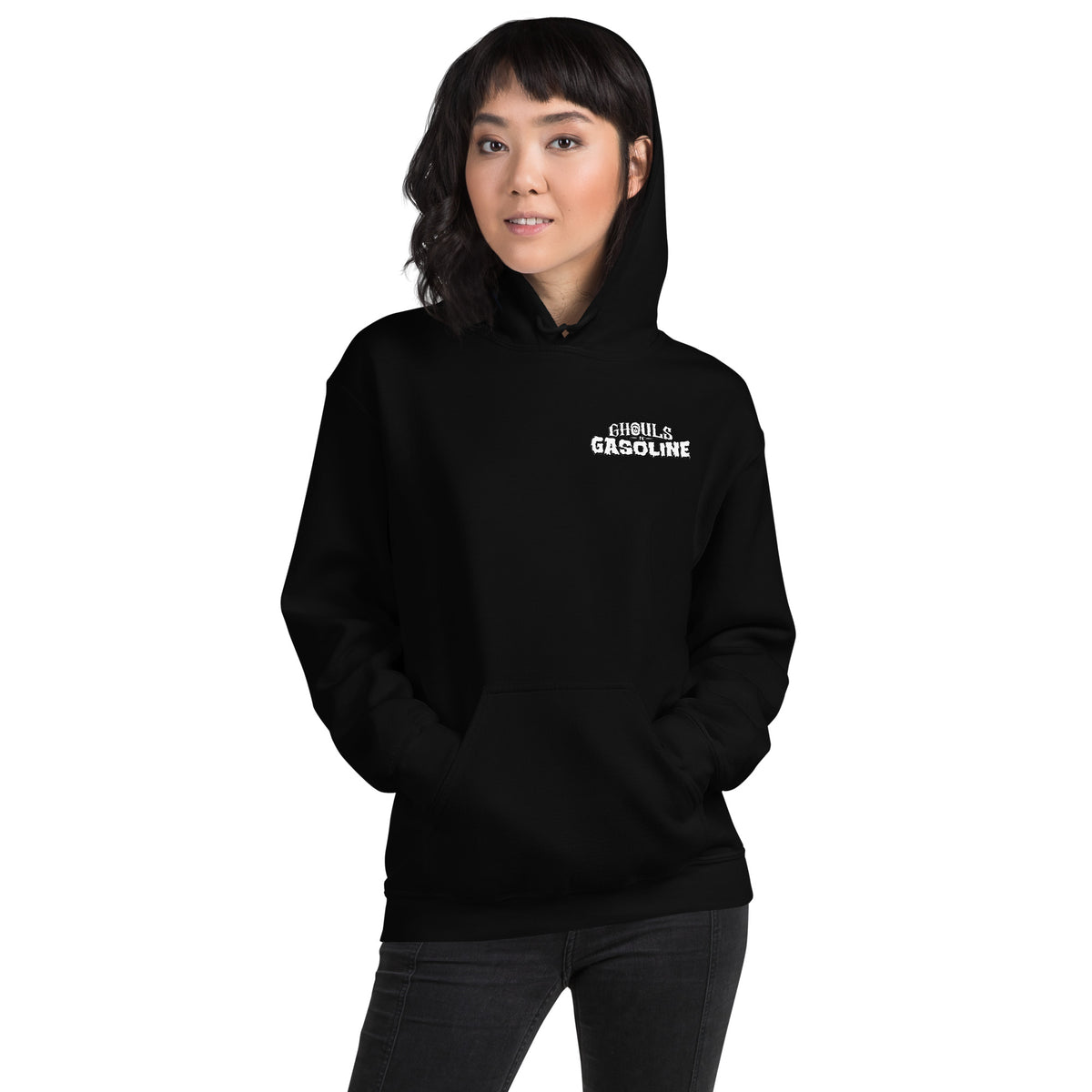 Howling Beast: '41 Buick Super Eight - Unisex Hoodie - Ghouls n' Gasoline - Female Model - Front View