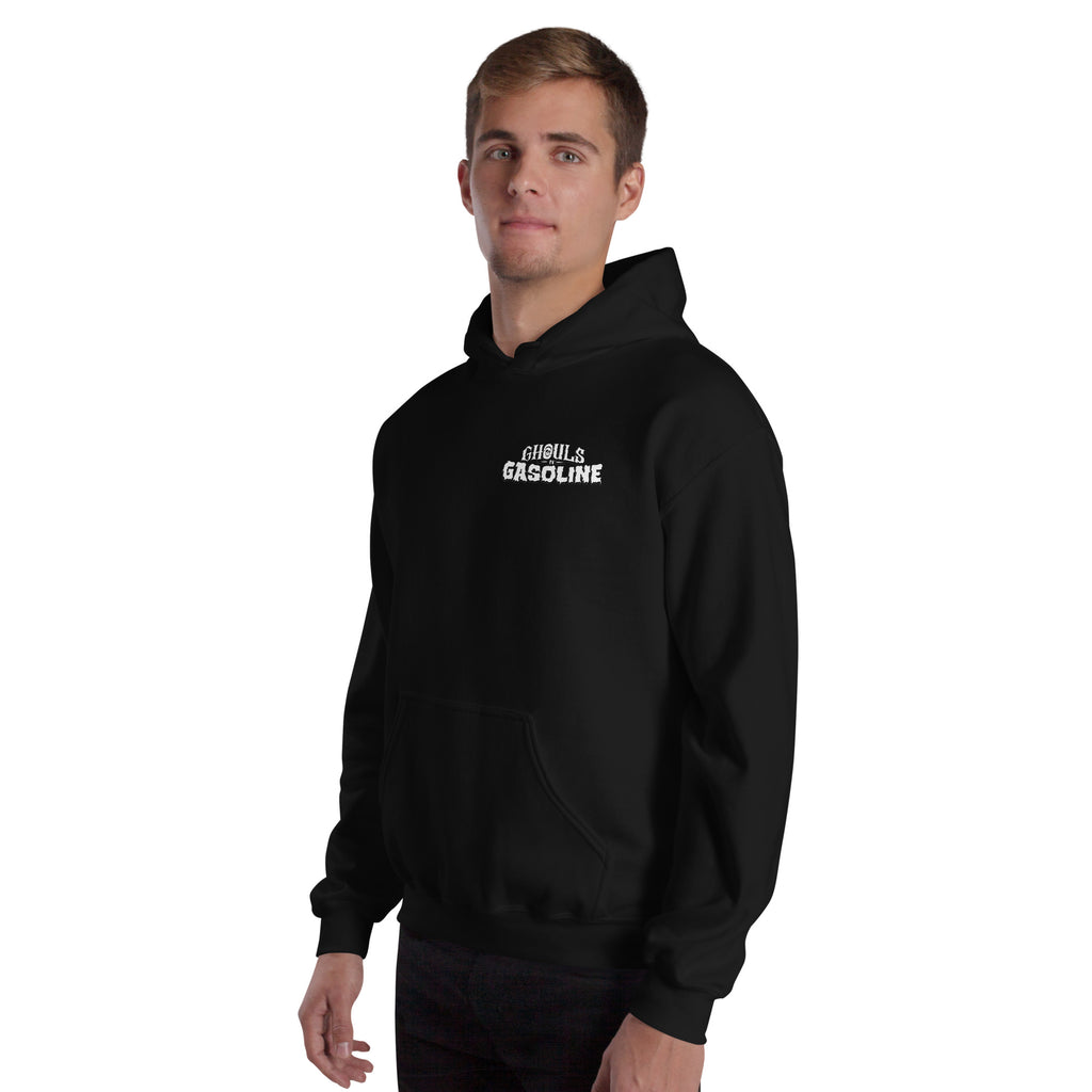 Awoken Doom: '64 Pro Street C10 Chevy - Unisex Hoodie - Ghouls n' Gasoline - Male Model - Front View