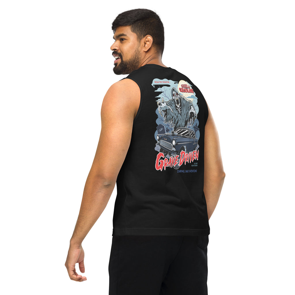 Grave Driven: '55 Chevy Bel Air: Muscle Tank - Ghouls n' Gasoline - Male Model - Back View