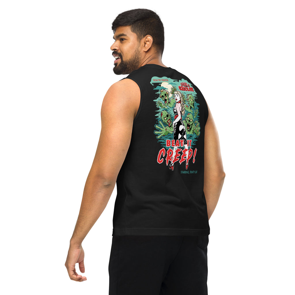 Beat It Creep: Pinup Zombie: Muscle Tank - Ghouls n' Gasoline - Male Model - Back View
