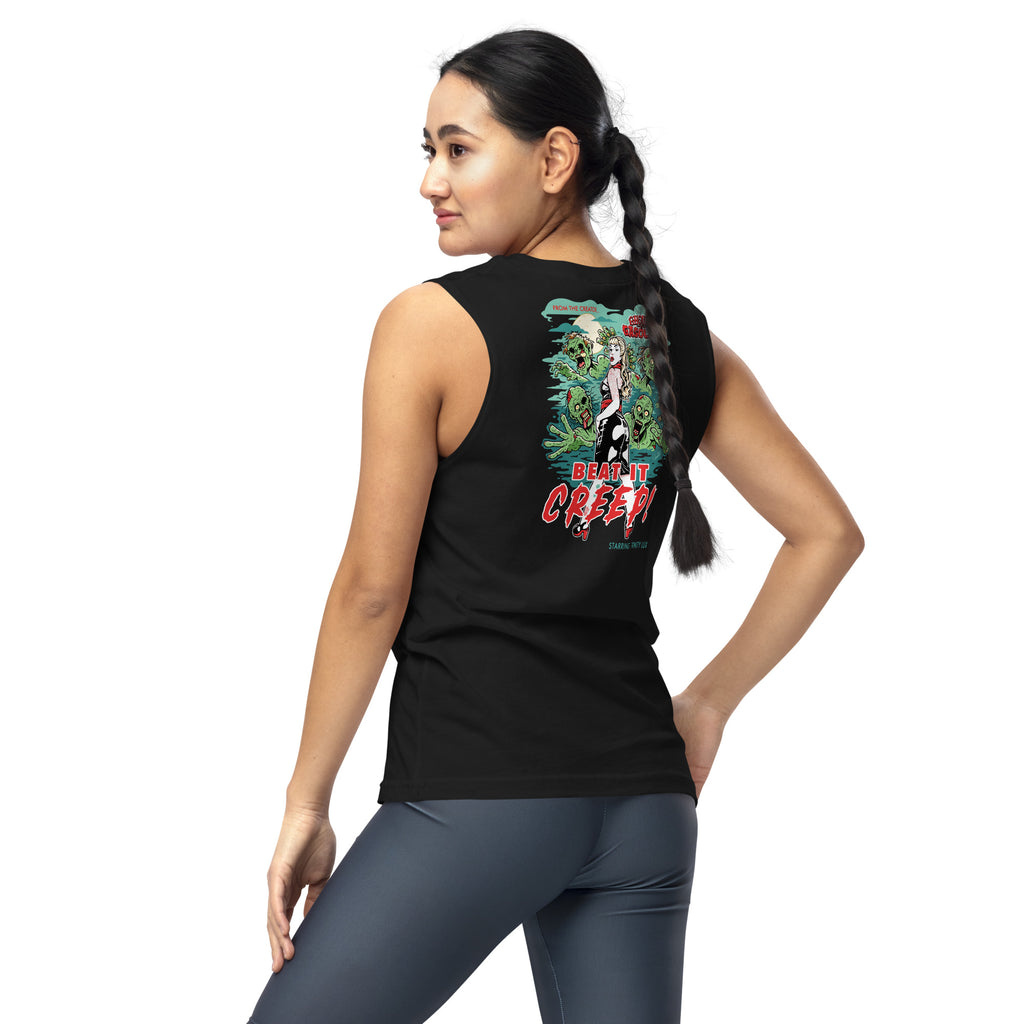 Beat It Creep: Pinup Zombie: Muscle Tank - Ghouls n' Gasoline - Female Model - Back View