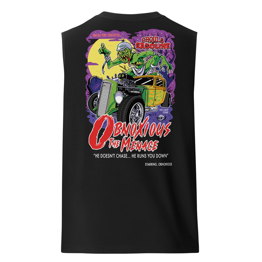 Obnoxious the Menace: '32 Chevy Coupe - Unisex Muscle Tank Top - Ghouls n' Gasoline - Back View