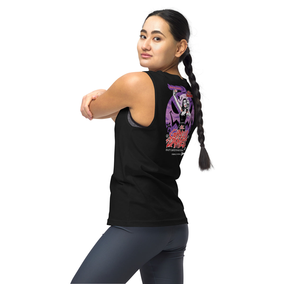 Vampira: Glam of Darkness: Special Edition - Muscle Tank Top - Ghouls n' Gasoline - Female Model - Back View