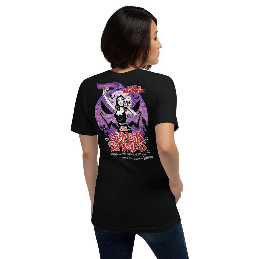 Vampira: Glam of Darkness: Special Edition - Unisex Tee - Ghouls n' Gasoline - Female Model -  - Back View