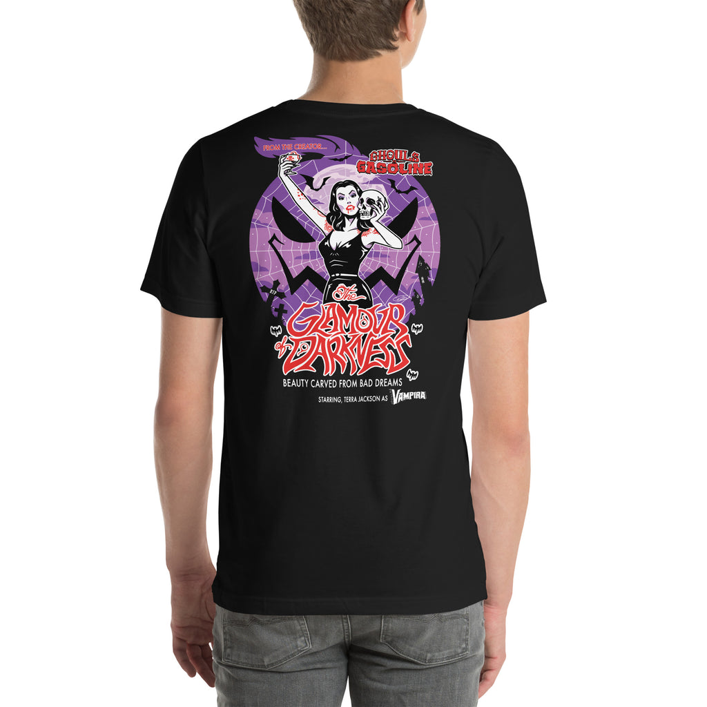 Vampira: Glam of Darkness: Special Edition - Unisex Tee - Ghouls n' Gasoline - Male Model - Back View
