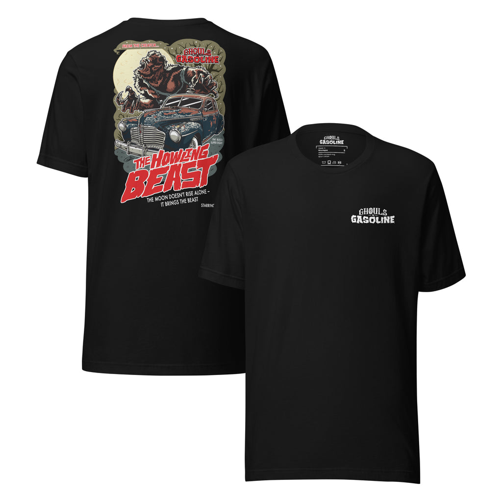 Howling Beast: '41 Buick Super Eight - Unisex T-Shirt - Ghouls n' Gasoline - Front & Back View
