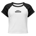 Ghouls n' Gasoline Embroidered Baby Doll Tee: Black / White