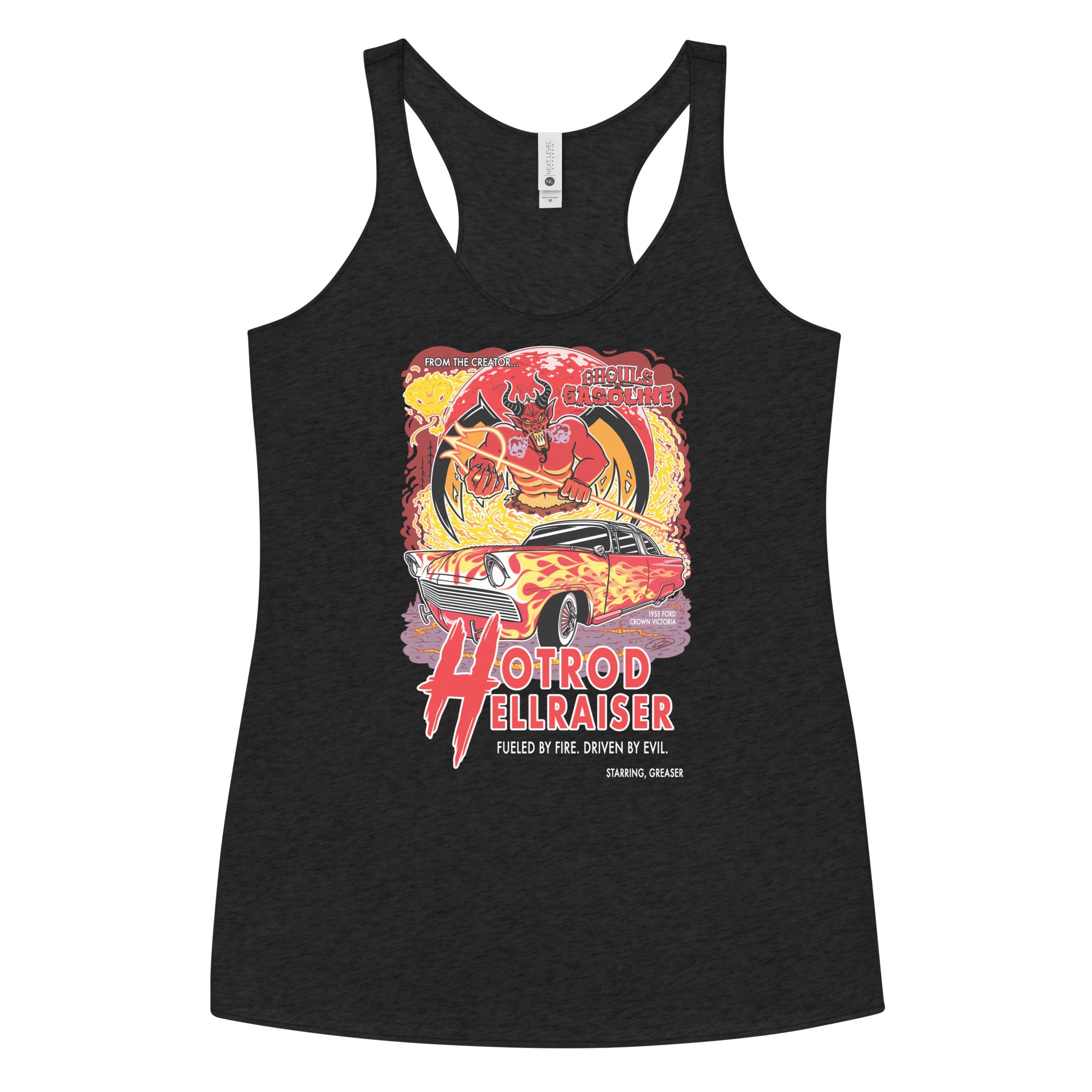 Hotrod Hellraiser: '55 Ford Crown Vic - Women's Razorback Tank Top - Ghouls n' Gasoline - Front View