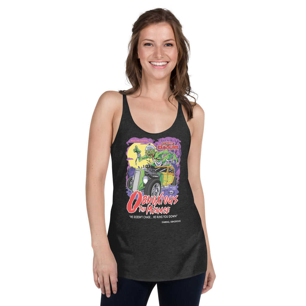 Obnoxious the Menace: '32 Chevy Coupe - Women's Razorback Tank Top - Ghouls n' Gasoline - Female Model - Front View