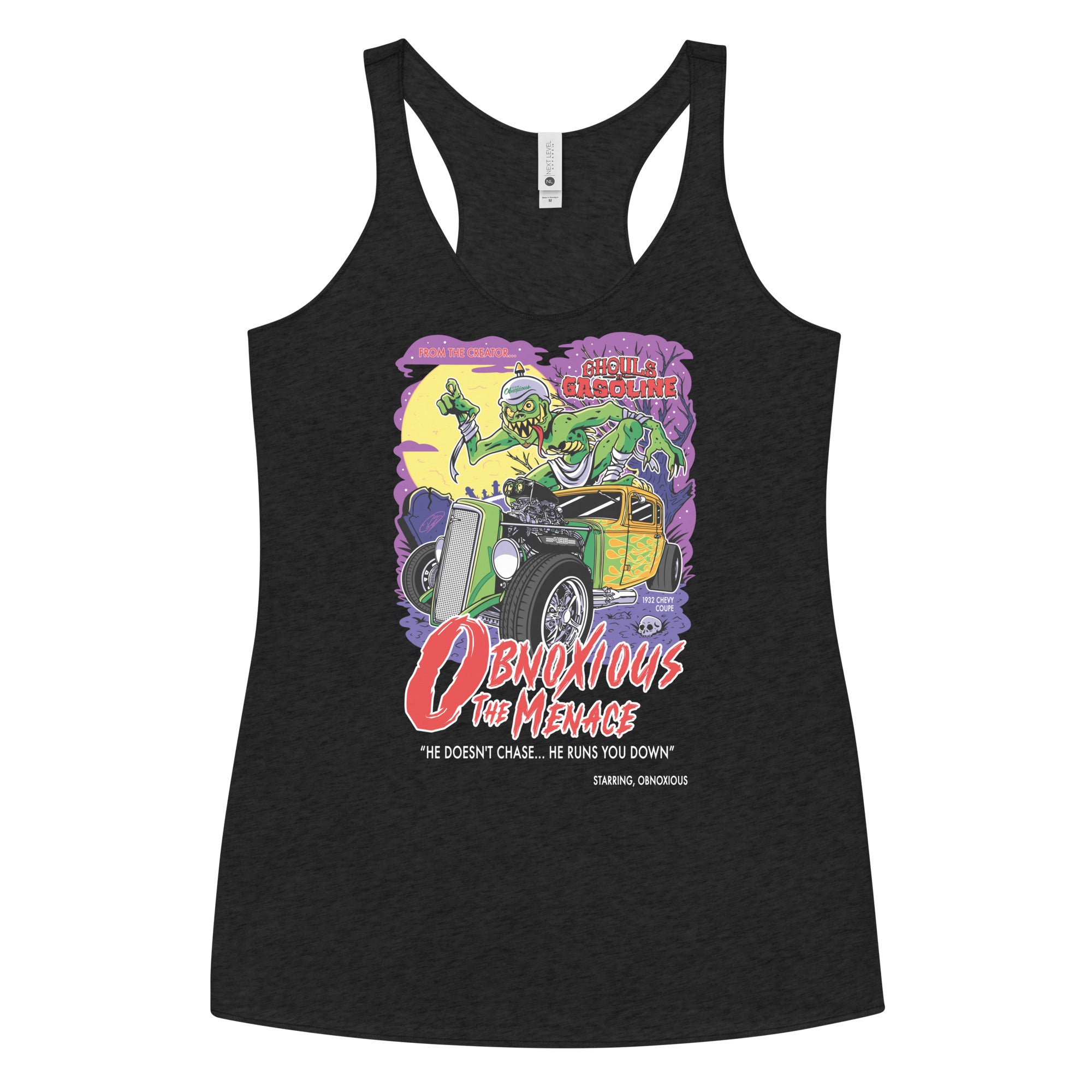 Obnoxious the Menace: '32 Chevy Coupe - Women's Razorback Tank Top - Ghouls n' Gasoline - Front View