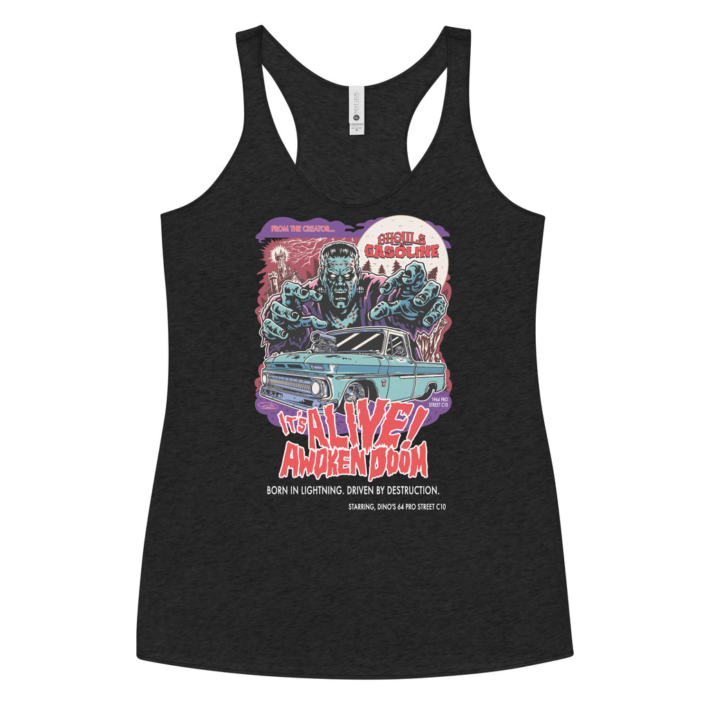 Awoken Doom: '64 Pro Street C10 Chevy - Women's Razorback Tank Top - Ghouls n' Gasoline - Front View