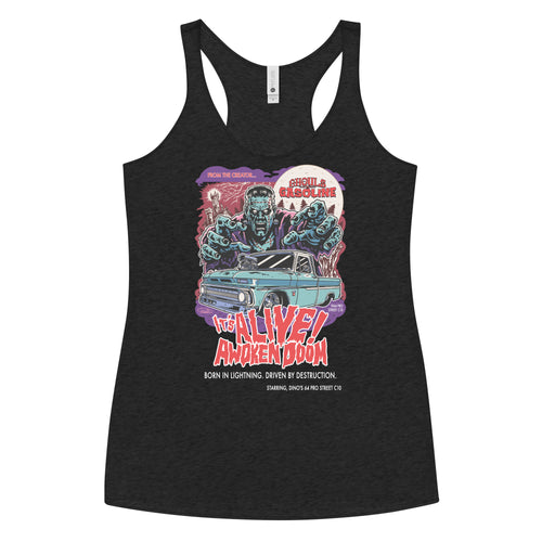 Awoken Doom: '64 Pro Street C10 Chevy - Women's Razorback Tank Top - Ghouls n' Gasoline - Front View