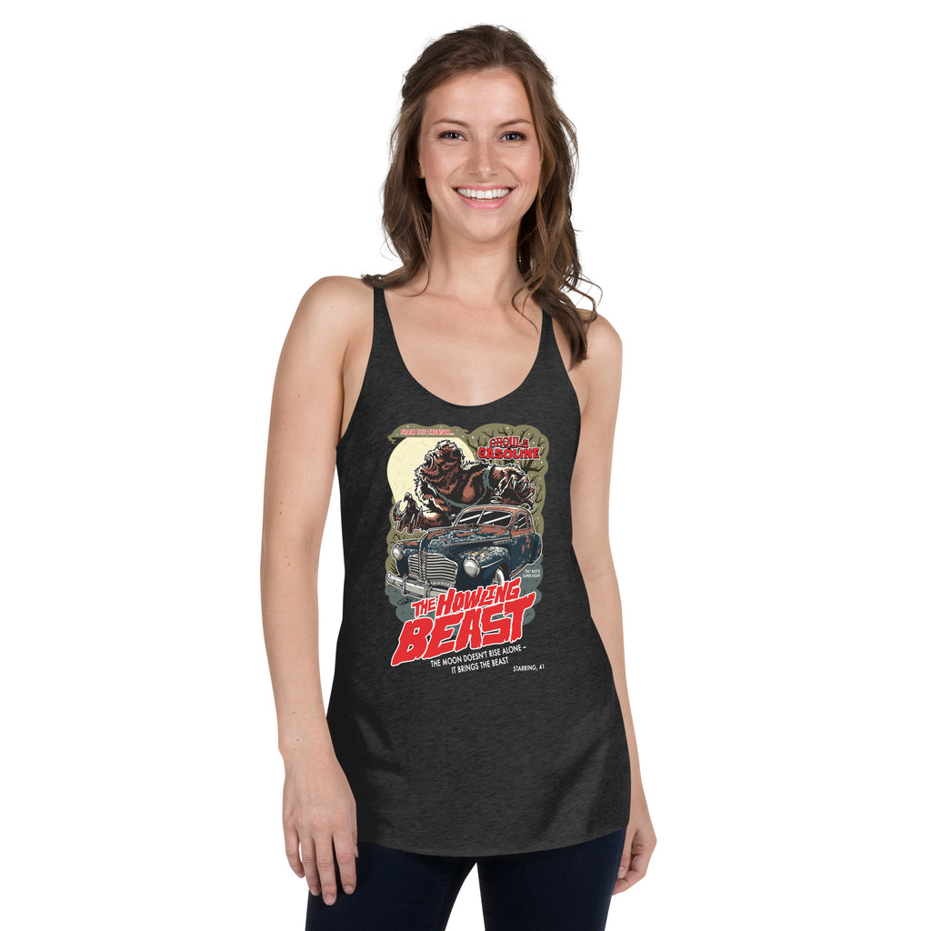 Howling Beast: '41 Buick Super Eight - Women's Racerback Tank - Ghouls n' Gasoline - Female Model - Front View