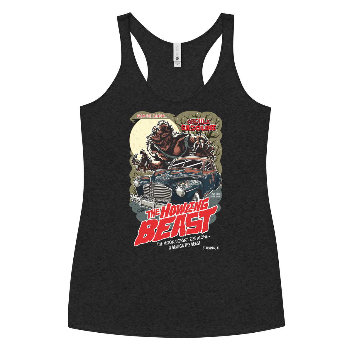 Howling Beast: '41 Buick Super Eight - Women's Racerback Tank - Ghouls n' Gasoline - Front View